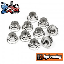 SERRATED FLANGE LOCK NUT M4 (SILVER/10pcs)