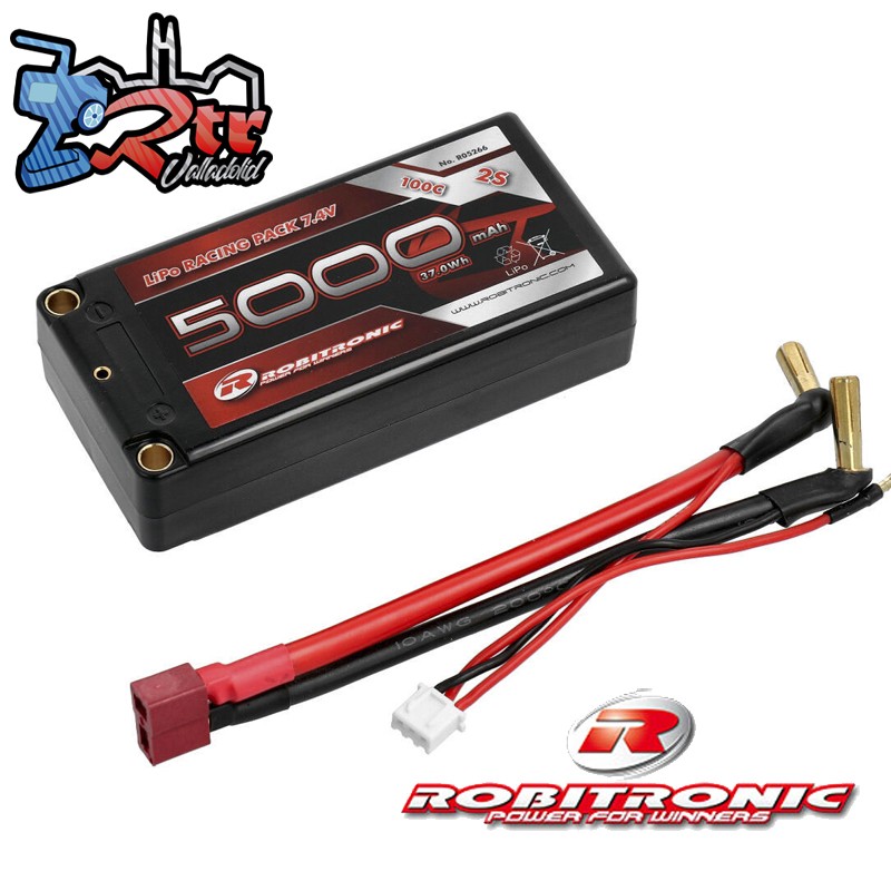 Lipo Robitronic Shroty 2s 5000 Mha 100C Caja dura conector Deam 5mm