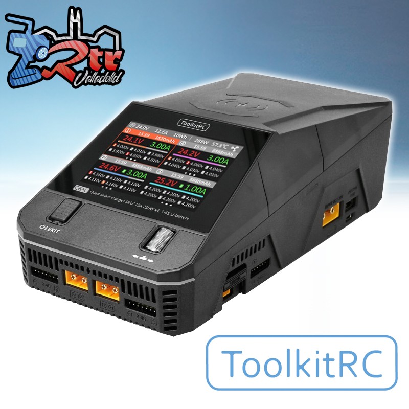 Cargador ToolkitRC AC/DC Q6AC LiPo 1-6S 15A 4 Salidas