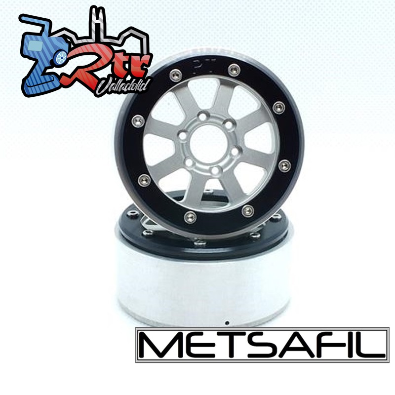 Llantas Metsafil 1.9 beadlock PT-Gear Plata/Plata (2 Unidades)