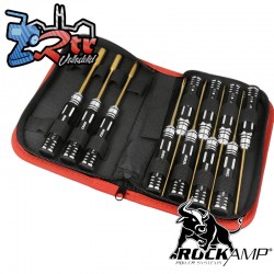 Juego de herramientas Rockamp con bolsa 11 piezas HSS Titan plateado