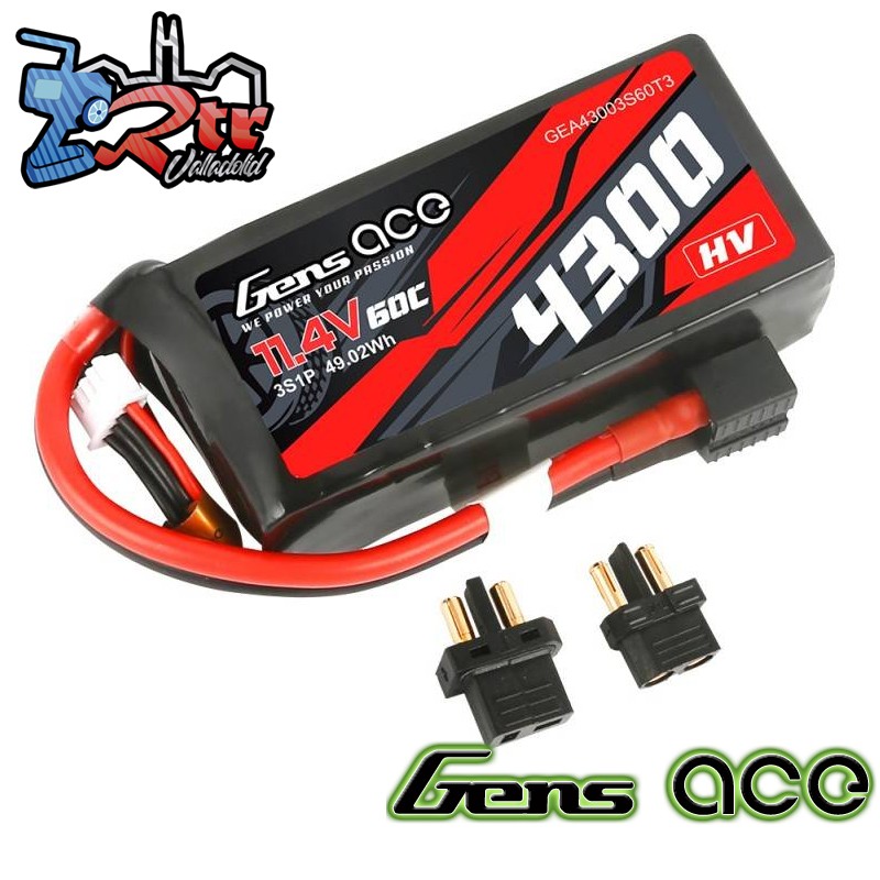 Batería Lipo Gens Ace 4300Mha 11,1V 3S1P 60C T-Plug/XT60