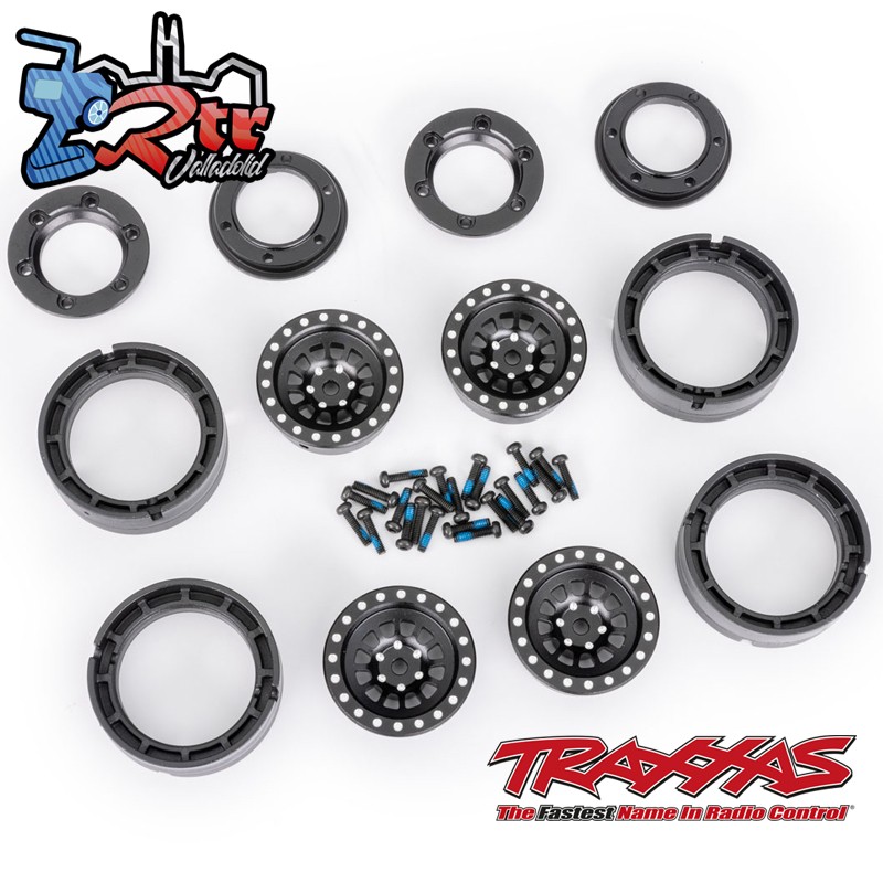 Llantas 1,0”, aluminio 6061-T6 anodizado en negro 4 Unidades TRX-4M TRA9881-BLK