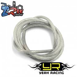 Cable Transparente Yeah Racing 12AWG 1m Plata Súper flexible de silicona