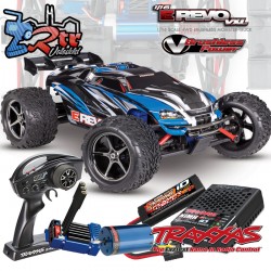 Traxxas E-revo VXL Brushless 1/16 RTR 4X4 bat + carg USB Azul