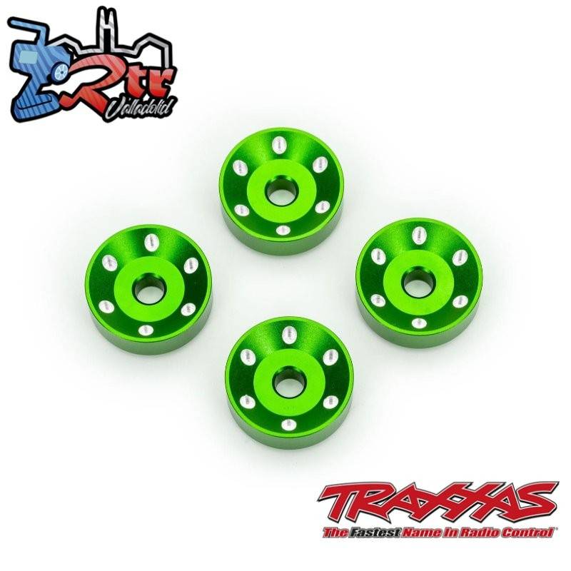 Arandelas de rueda, aluminio mecanizado, Verde 4 Unidades Traxxas TRA10257-GRN