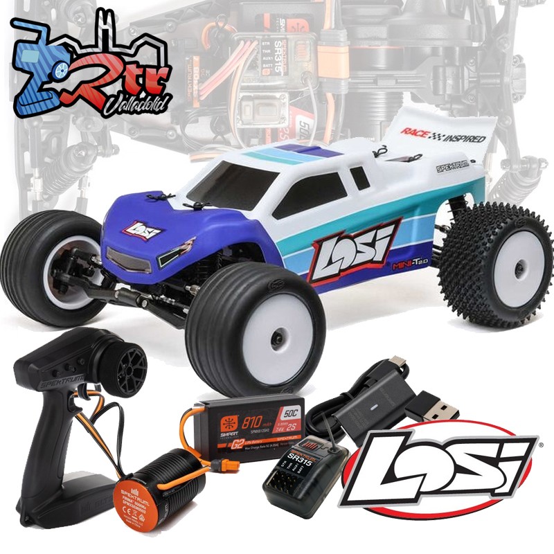 Losi Mini-T V2 2.0 2WD Stadium Truck Brushless RTR Blanco/azul