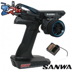 Radio Sanwa M17 4 Canales + Receptor RX-493i + Batería preinstalada Azul