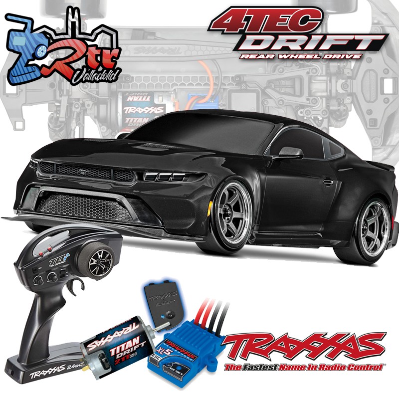 Traxxas 4-Tec 2024 Ford Mustang Drift Car Negro Escala 1/10 4Wd Escobillas