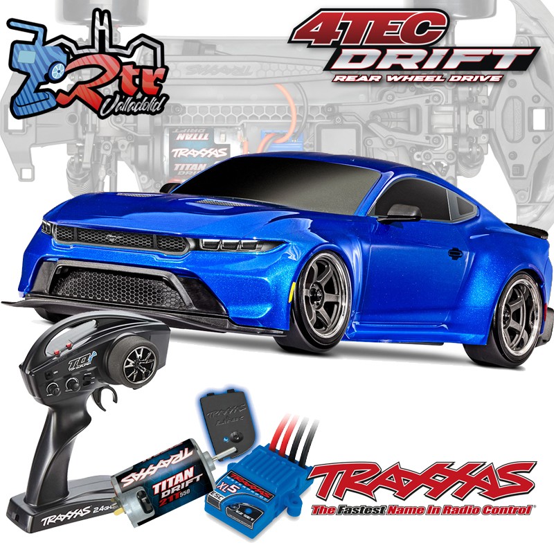 Traxxas 4-Tec 2024 Ford Mustang Drift Car Azul Escala 1/10 4Wd Escobillas