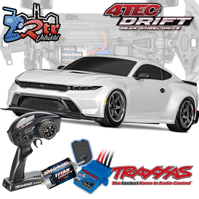 Traxxas 4-Tec 2024 Ford Mustang Drift Car Blanco Escala 1/10 4Wd Escobillas