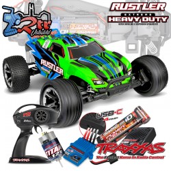 Traxxas Rustler HD Escobillas (bat+Carg) Truggy 1/10 RTR Rosa 2.4Ghz USB-C