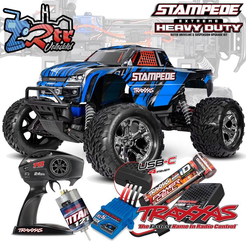 Traxxas Stampede HD 2wd Escobillas Monster Truck 1/10 RTR Azul Batería + Cargador USBC