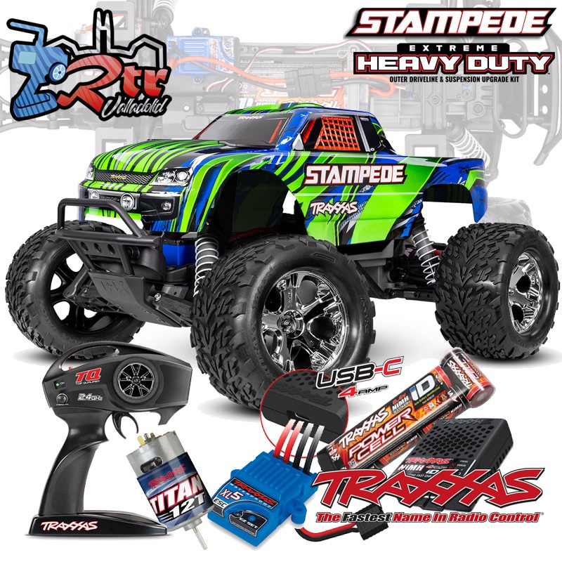 Traxxas Stampede HD 2wd Escobillas Monster Truck 1/10 RTR Verde Batería + Cargador USBC