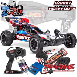 Traxxas Bandit HD Escobillas Buggy 2wd 1/10 RTR Rojo Batería y Cargador USB-C