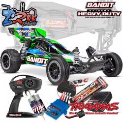 Traxxas Bandit HD Escobillas Buggy 2wd 1/10 RTR Verde Batería y Cargador USB-C