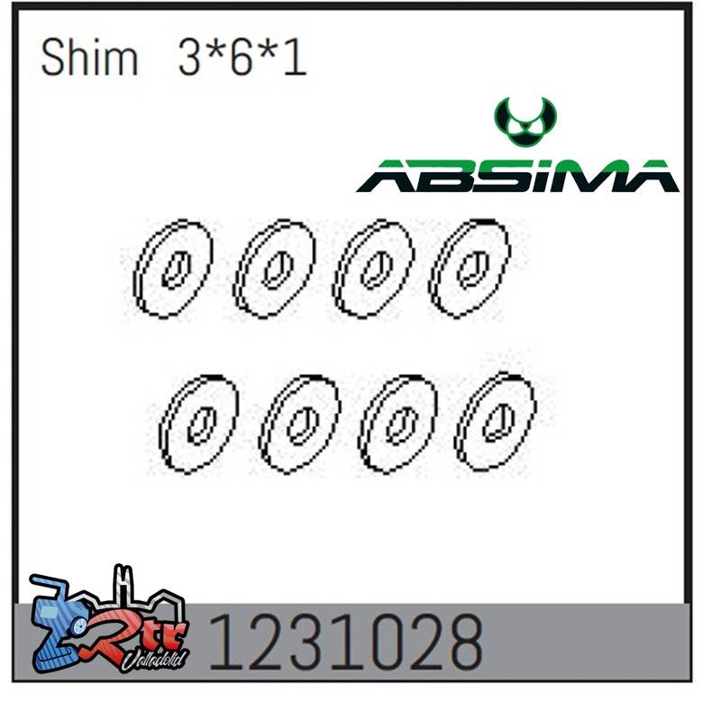 Arandela 3X6X1 8 Unidades Absima 1234028