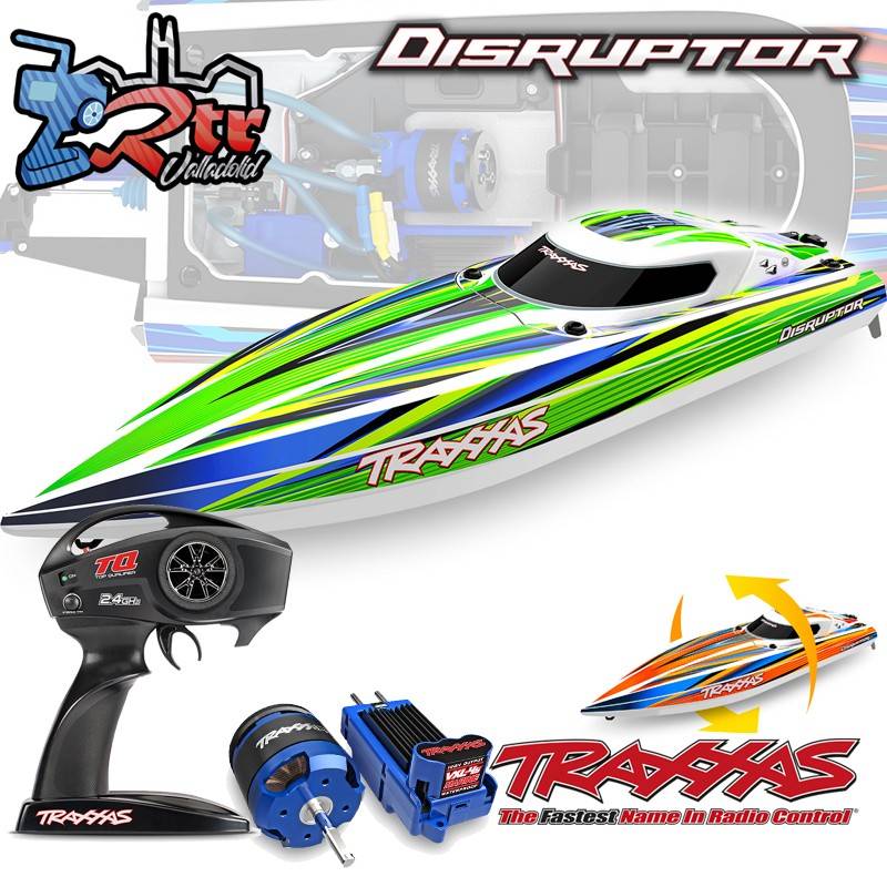 Lancha de carrera Traxxas Disruptor 4S Brushless TQ Verde Antivuelco TRA106064-4GRN