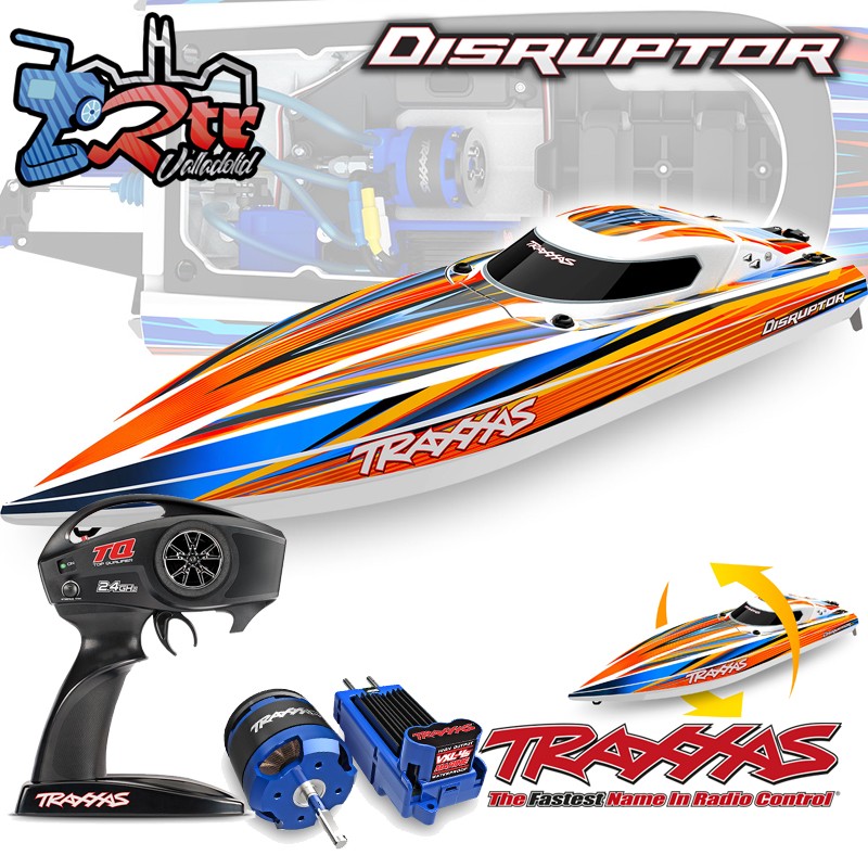 Lancha de carrera Traxxas Disruptor 4S Brushless TQ Naranja Antivuelco TRA106064-4ORNG