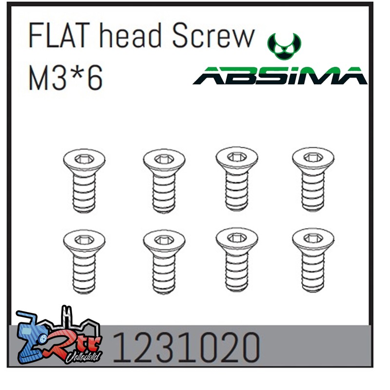 Tornillos de cabeza plana M3X6 8 Unidades Absima 1231020