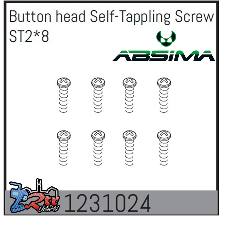 Tornillos de cabeza abotonada M2X8 8 Unidades Absima 1231024