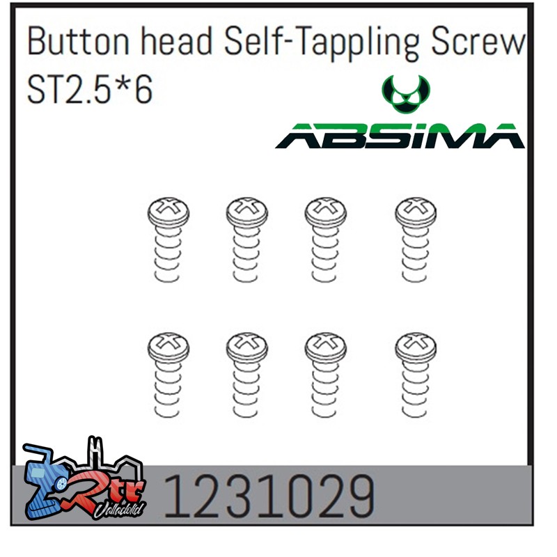 Tornillos de cabeza abotonada estrella M2,5X6 8 Unidades Absima 1231029