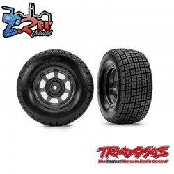 Ruedas delanteras ensambladas pegados Gris grafito neumáticos Hoosier® Traxxas TRA10473