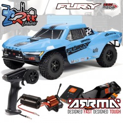 ARRMA Fury 1/10 Mega Escobillas 2Wd RTR Short Course Azul Batería y cargador incluido