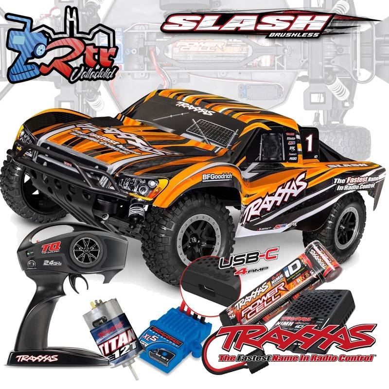 Traxxas Slash Short Course 2WD Escobillas Naranja (bat+carg USB-C)