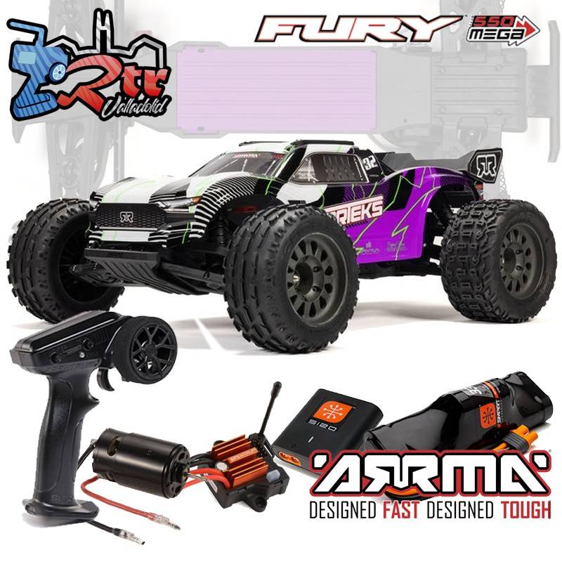 ARRMA Vorteks 1/10 Mega Escobillas 2Wd RTR Truggy Púrpura, Batería y cargador incluido