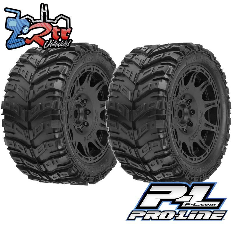 Ruedas Proline 1/6 Masher X HP BELTED Delantero/trasero 5.7 "MT Neumáticos montados 24 mm 1/6 Raid Negro PRO1017611