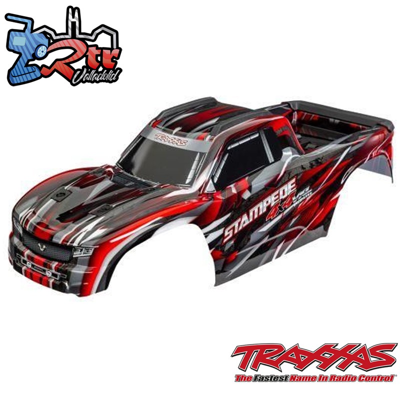 Carrocería, Stampede® pintada rojo y pegatinas aplicadas 4X4 VXL para montaje sin clip Traxxas TRX9014-RED