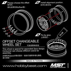 Llantas Cromadas Plata Mate S-FS GT Drift MST Outset Variable ( 4 Unidades) MST102099FS